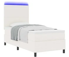 LED Čiužinio Lova su galvūgalio Kremas ir balta 100 x 200 cm
