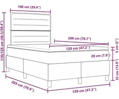 Kiemas lova su čiužiniu Šviesiai pilka 120 x 200 cm audinys