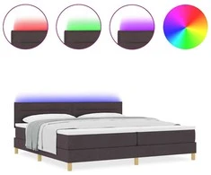 LED Čiužinio Lova Tamsiai rudas 200 x 200 cm audinys