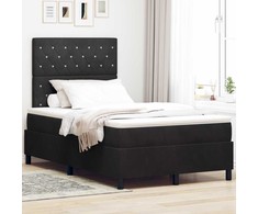 LED Čiužinio Lova su čiužiniu Juodas 120 x 190 cm Aksomas