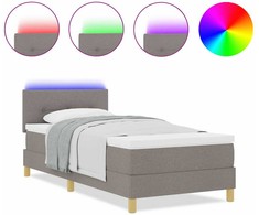 LED Čiužinio Lova su galvūgalio Taupe 100 x 200 cm audinys