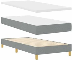 Kiemas lova su pagalve Šviesiai pilka 100 x 200 cm audinys