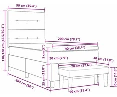Kiemas lova su pagalve Tortora 90 x 200 cm audinys