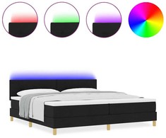 LED Čiužinio Lova su galvūgalio Juodas 200 x 200 cm audinys