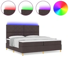 LED Čiužinio Lova Tamsiai rudas 200 x 200 cm audinys