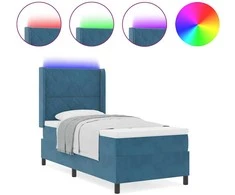 Kiemas lova su LED juostelėmis Mėlyna 100 x 200 cm Aksomas