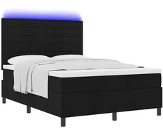 Kiemas lova su čiužiniu su LED Juoda 160 x 200 cm audinys