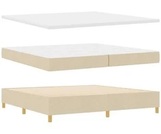 Kiemas lova su čiužiniu Kreminė 200 x 200 cm audinys