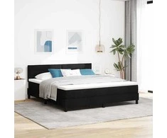 Kiemas lova su čiužiniu su LED Juoda 180 x 200 cm audinys