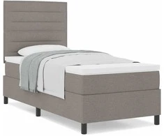 Kiemas lova su čiužiniu su galvūgalio Taupe 90 x 190 cm audinys