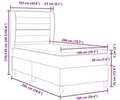 Kiemas lova su čiužiniu Juoda 100 x 200 cm audinys