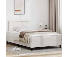 Kiemas lova su LED juostelėmis Balta 120 x 190 cm Dirbtinė oda