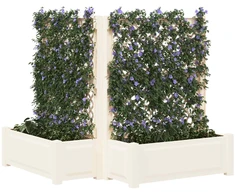 Didelis vazonas su treliu 2 pcs Balta 143 x 143 x 133,5 cm PP