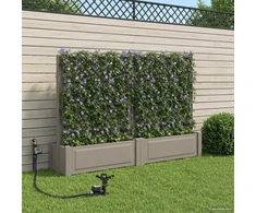 Didelis vazonas su treliu 2 pcs Pilka 200 x 43 x 133,5 cm PP