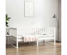 Dieninė lova be čiužinio Balta 100x200 cm medžio masyvo pušis