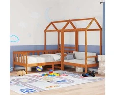 Dieninė lova 3 pcs Vaško Ruda Tvirtas pušies medis