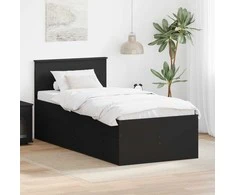 Dienos lova su stalčių Juoda 75 x 190 cm Apdirbta mediena