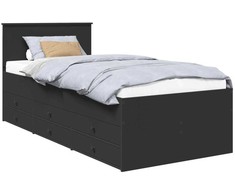 Dienos lova su stalčių Juoda 90 x 200 cm Apdirbta mediena