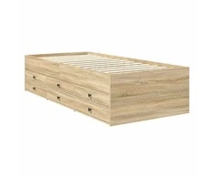 Dienos lova su stalčių Sonoma ąžuolas ir juoda 100 x 200 cm