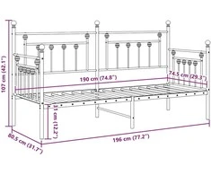 Lova Dienos lovos rėmas Balta 75 x 190 cm Plienas