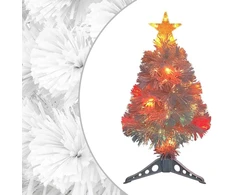 Dirbtinė apšviesta Kalėdų eglutė, balta, 64cm, optinis pluoštas
