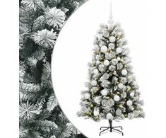 Dirbtinė eglutė su lankstomomis šakomis ir bumbulais 150 cm