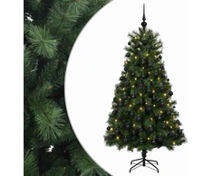Dirbtinė eglutė su lankstomomis šakomis ir bumbulais 150 cm