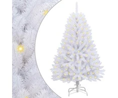 Dirbtinė Kalėdų eglutė su 150 LED Balta 120 cm PVC ir metalas