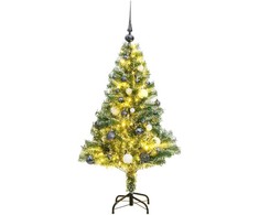 Dirbtinė Kalėdų eglutė su 150 LED, žaisliukais ir sniegu, 120cm