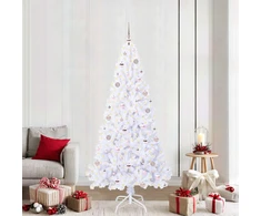 Dirbtinė Kalėdų eglutė su 300 LED Balta 210 cm PVC ir Plienas