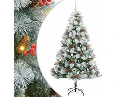 Dirbtinė Kalėdų eglutė su LED juostelėmis Žalia ir balta 240 cm