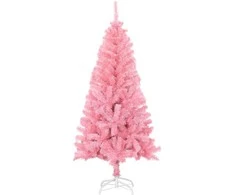 Dirbtinė Kalėdų eglutė su stovu, rožinės spalvos, 150cm, PVC