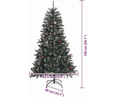 Dirbtinė Kalėdų eglutė Žalia 150 cm PVC, plastikas ir plienas