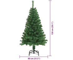 Dirbtinė Kalėdų eglutė Žalia 150 cm PVC ir Plienas ir Plastikas