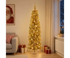 Dirbtinė liekna Kalėdų eglutė su burbulais 210 cm 300 LED