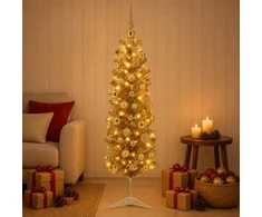 Dirbtinė liekna Kalėdų eglutė su burbulais 150 cm 150 LED