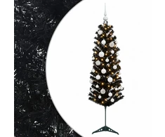 Dirbtinė siaura kalėdinė eglutė su žaisliuku 150 cm 150 LED