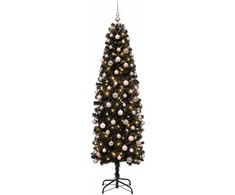 Dirbtinė siaura kalėdinė eglutė su žaisliuku 180 cm 300 LED