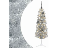 Dirbtinė siaura kalėdinė eglutė su žaisliuku 150 cm 150 LED