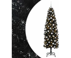 Dirbtinė siaura kalėdinė eglutė su žaisliuku 180 cm 300 LED