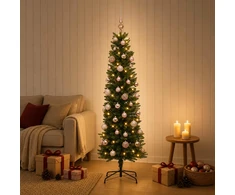 Dirbtinė siaura kalėdinė eglutė su žaisliuku 150 cm 150 LED