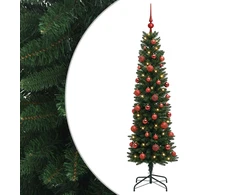 Dirbtinė siaura kalėdinė eglutė su žaisliuku 150 cm 150 LED