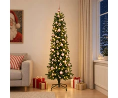 Dirbtinė siaura kalėdinė eglutė su žaisliuku 210 cm 300 LED
