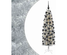 Dirbtinė siaura kalėdinė eglutė su žaisliuku 180 cm 300 LED