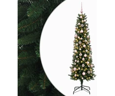 Dirbtinė siaura kalėdinė eglutė su žaisliuku 210 cm 300 LED