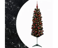Dirbtinė siaura kalėdinė eglutė su žaisliuku 120 cm 150 LED
