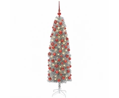 Dirbtinė siaura kalėdinė eglutė su žaisliuku 180 cm 300 LED