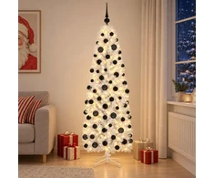 Dirbtinė siaura kalėdinė eglutė su žaisliuku 210 cm 300 LED