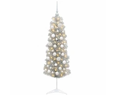 Dirbtinė siaura kalėdinė eglutė su žaisliuku 150 cm 150 LED