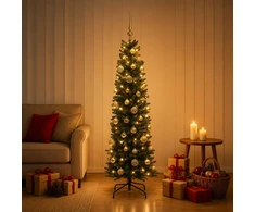 Dirbtinė siaura kalėdinė eglutė su žaisliuku 120 cm 150 LED